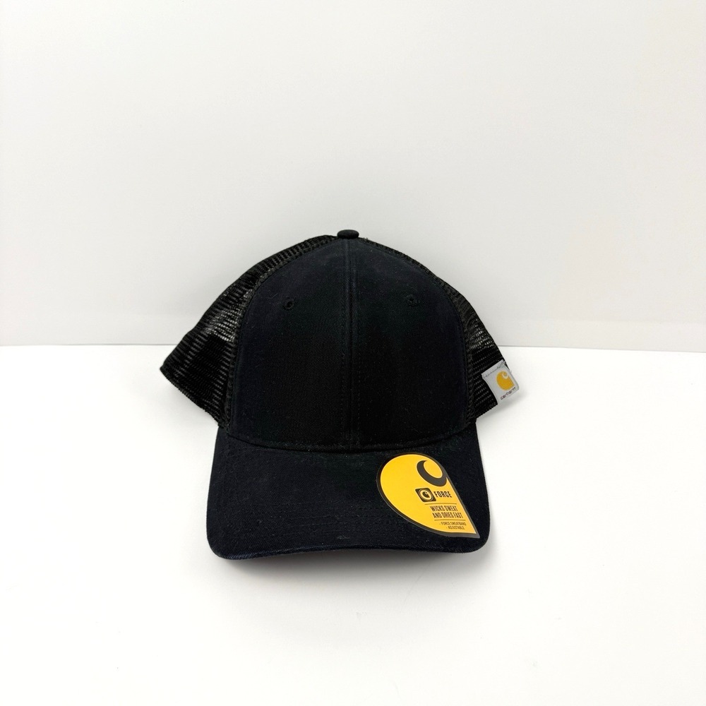 Carhartt Hat Black Canvas Mesh Adjustable Snapback Dad Cap Workwear Trucker NEW